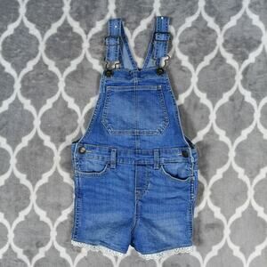 OshKosh Bgosh Overalls Toddler Girl Size 3T Blue Denim Shortalls Ruffle Hem